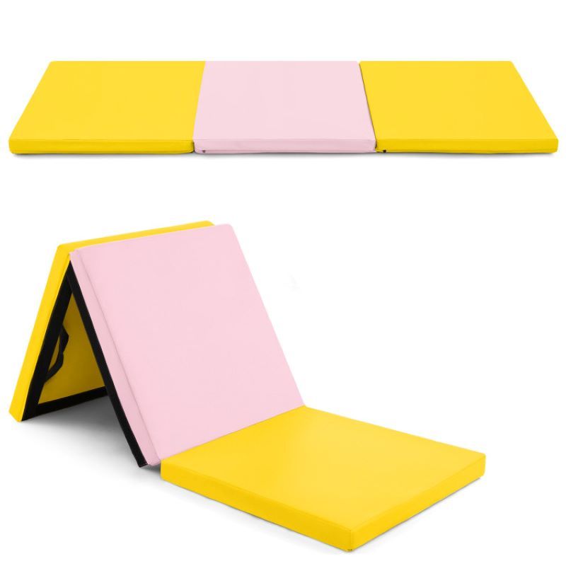 Portable Tri-Fold Gym Mat with Handles for Yoga