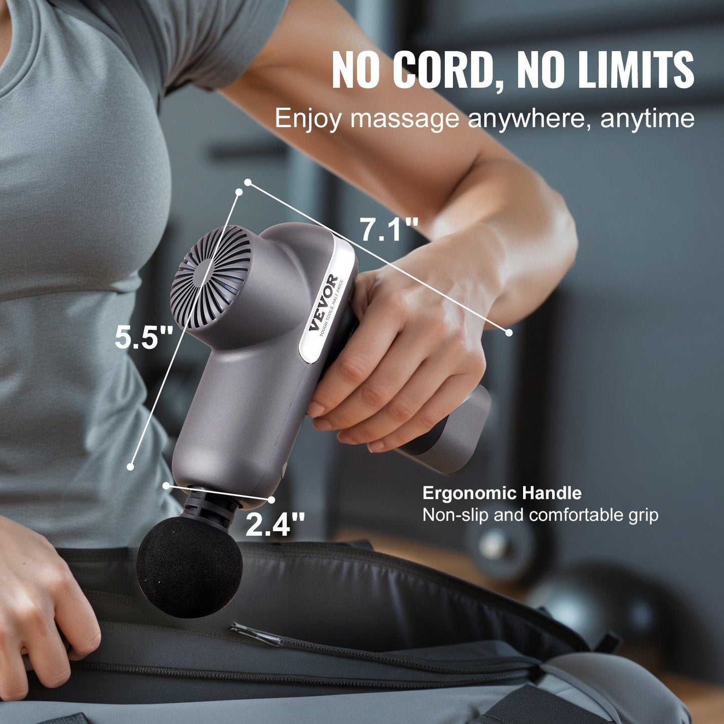 Massage Gun Deep Tissue, Percussion Muscle Massager for Athletes - with 5 Speed Levels & 6 Massage Heads, 7.4V 2500mAh Batteries, Handheld Electric Massage Gun for Pain Relief, Muscle Relaxation