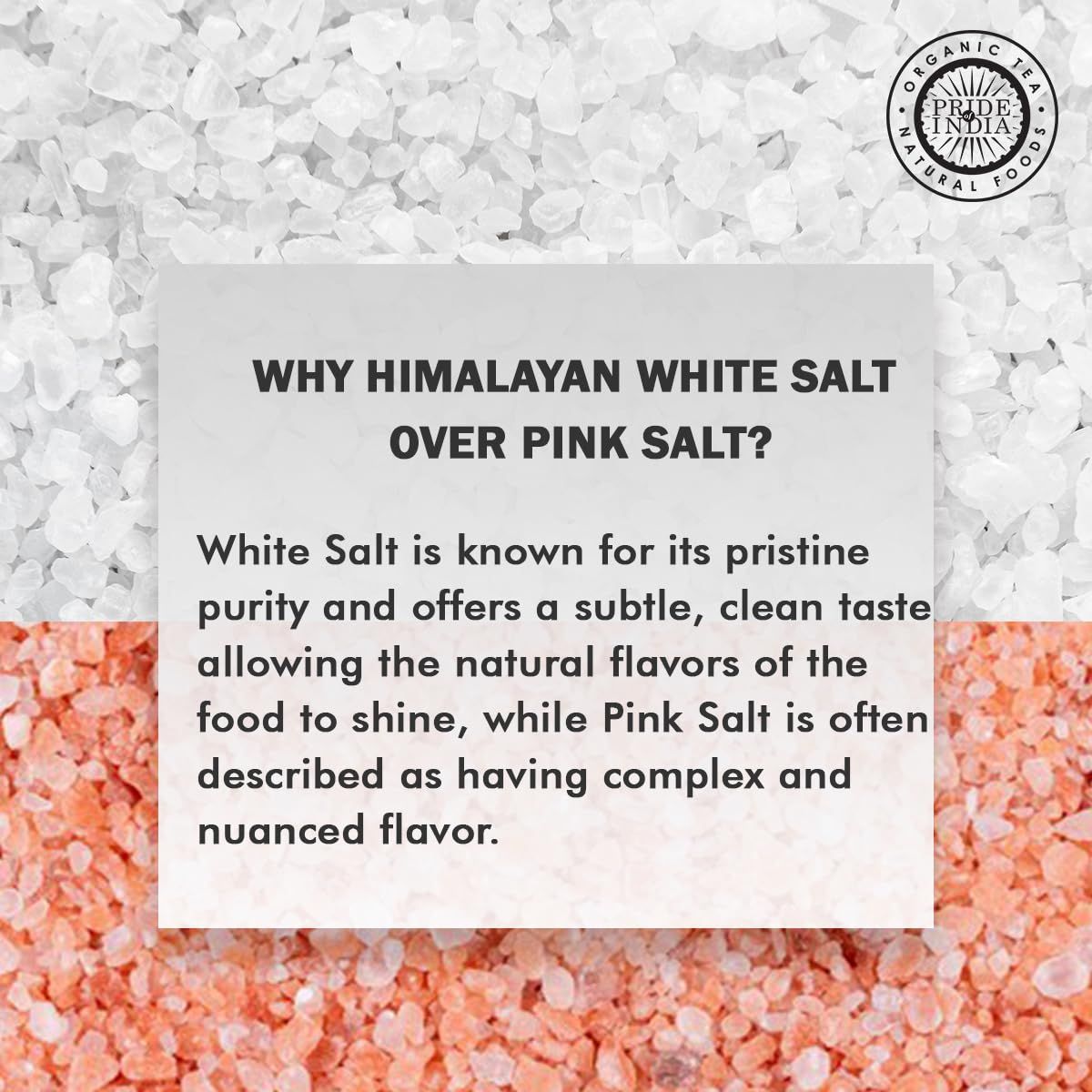 Himalayan White Salt by Pride Of India - 1lb - Rarest & Enriched W/84+ Natural Minerals- Low Sodium- Mineral Rich Nutrition and Enhanced Taste- Healthier Table Salt Substitute