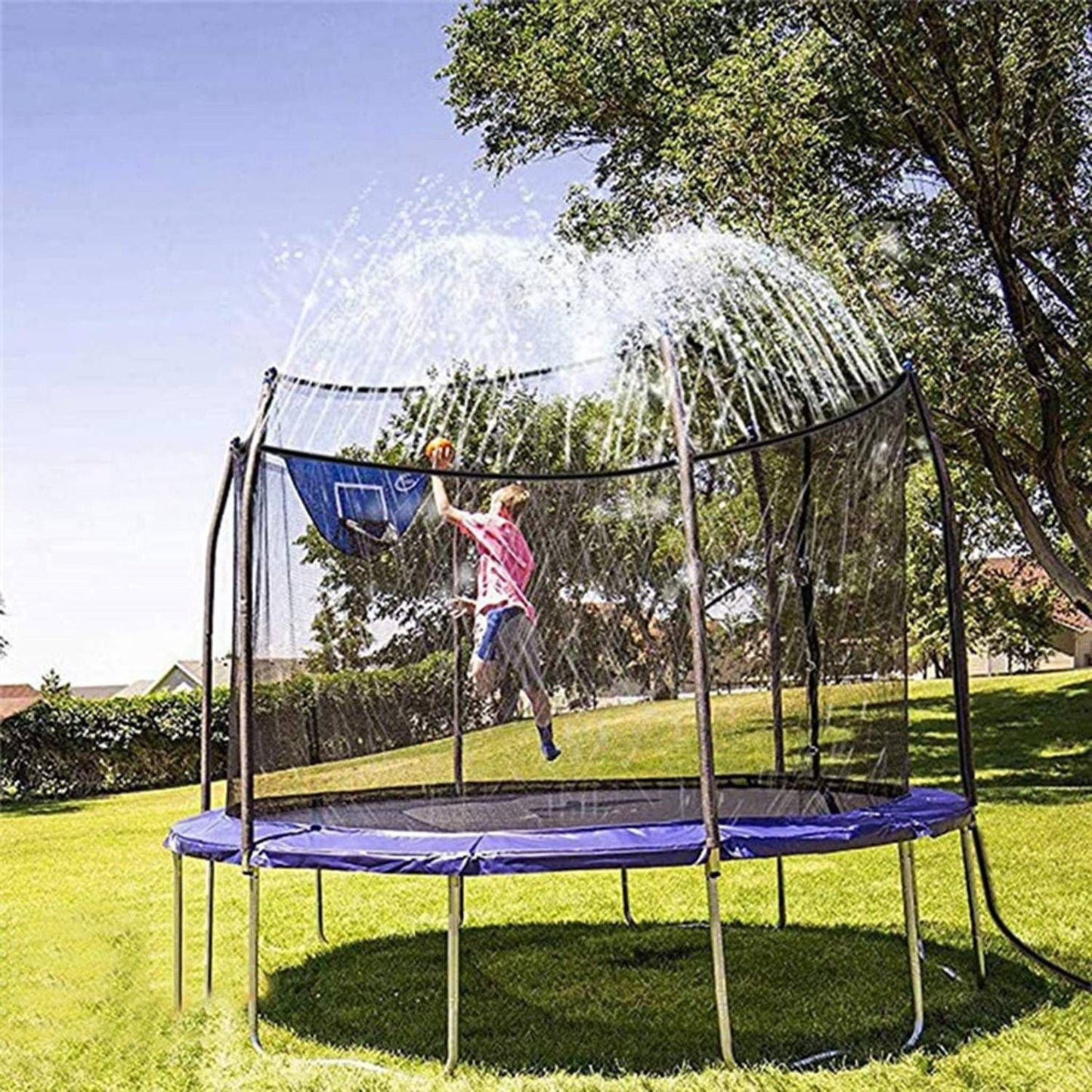 Kids Trampoline Sprinkler Outdoor Water Park Fun Splash Toy