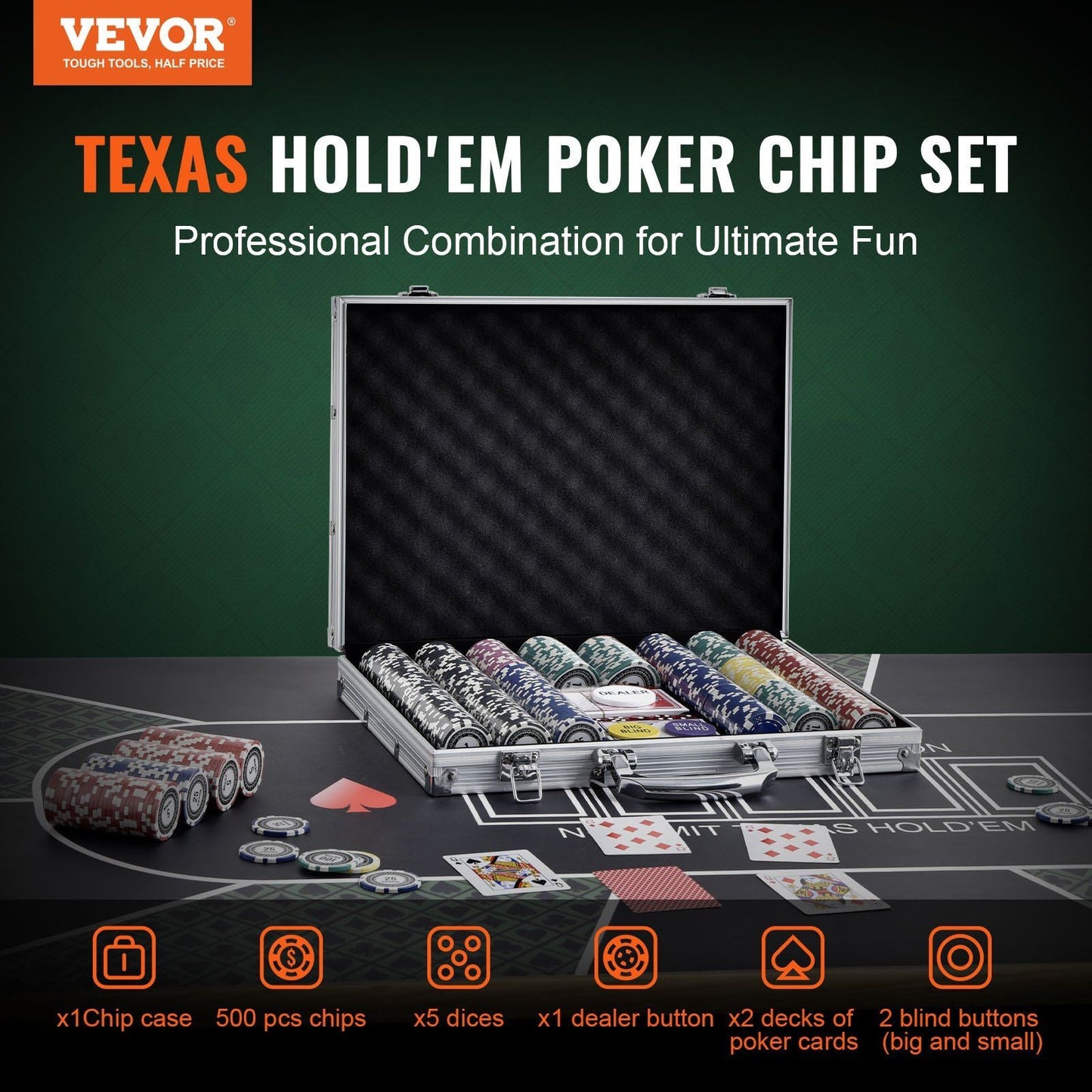 casino Chip Set, 500-Piece Poker chips Set,