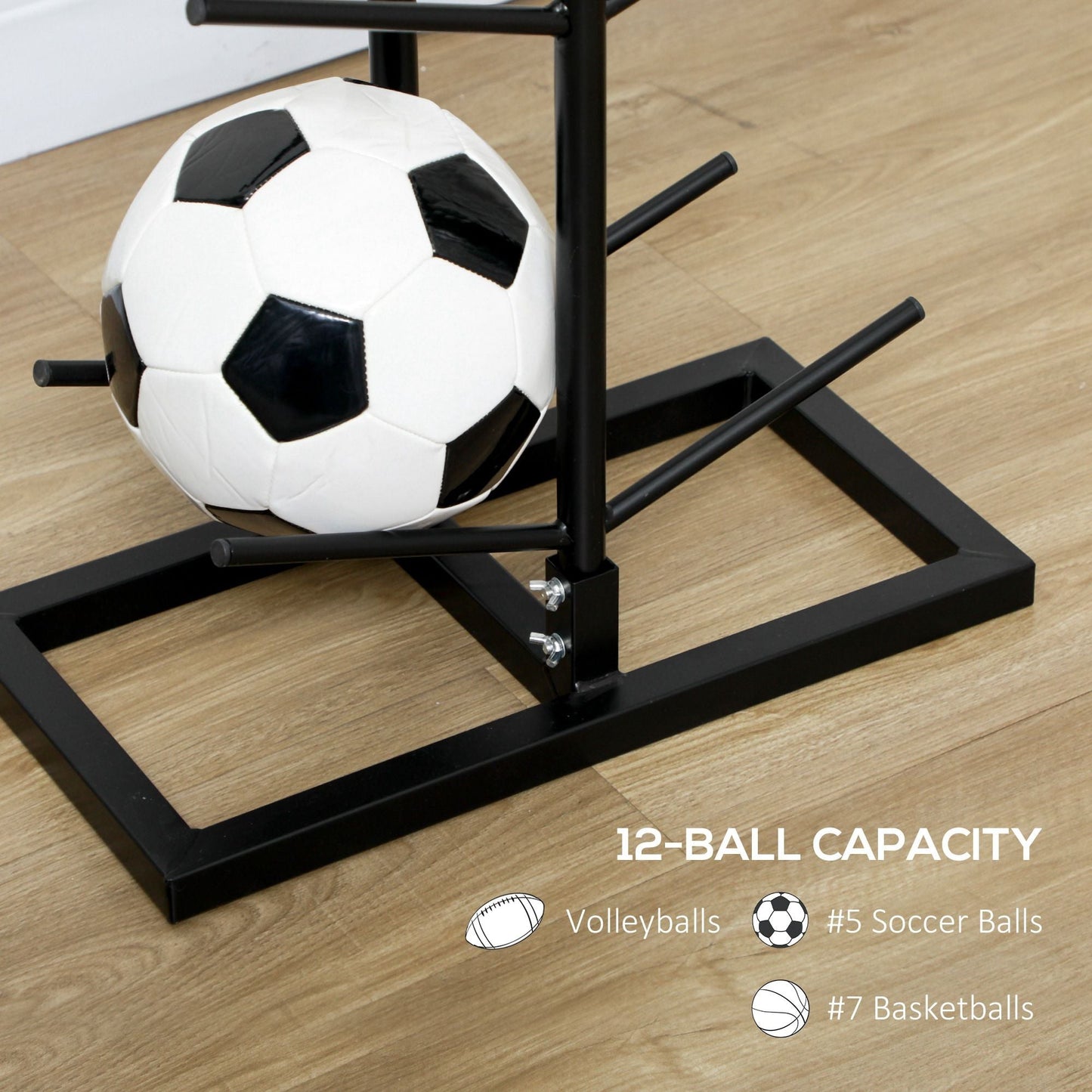 Soozier Vertical Basketball Rack, 12-Ball Capacity Organizer for Gym & Garage