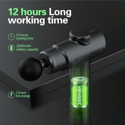 (ICR-Black)Massage Gun Deep Tissue Percussion Massager for Athletes,Handheld Body Back Muscle Massager Gun with 8 Massage Heads