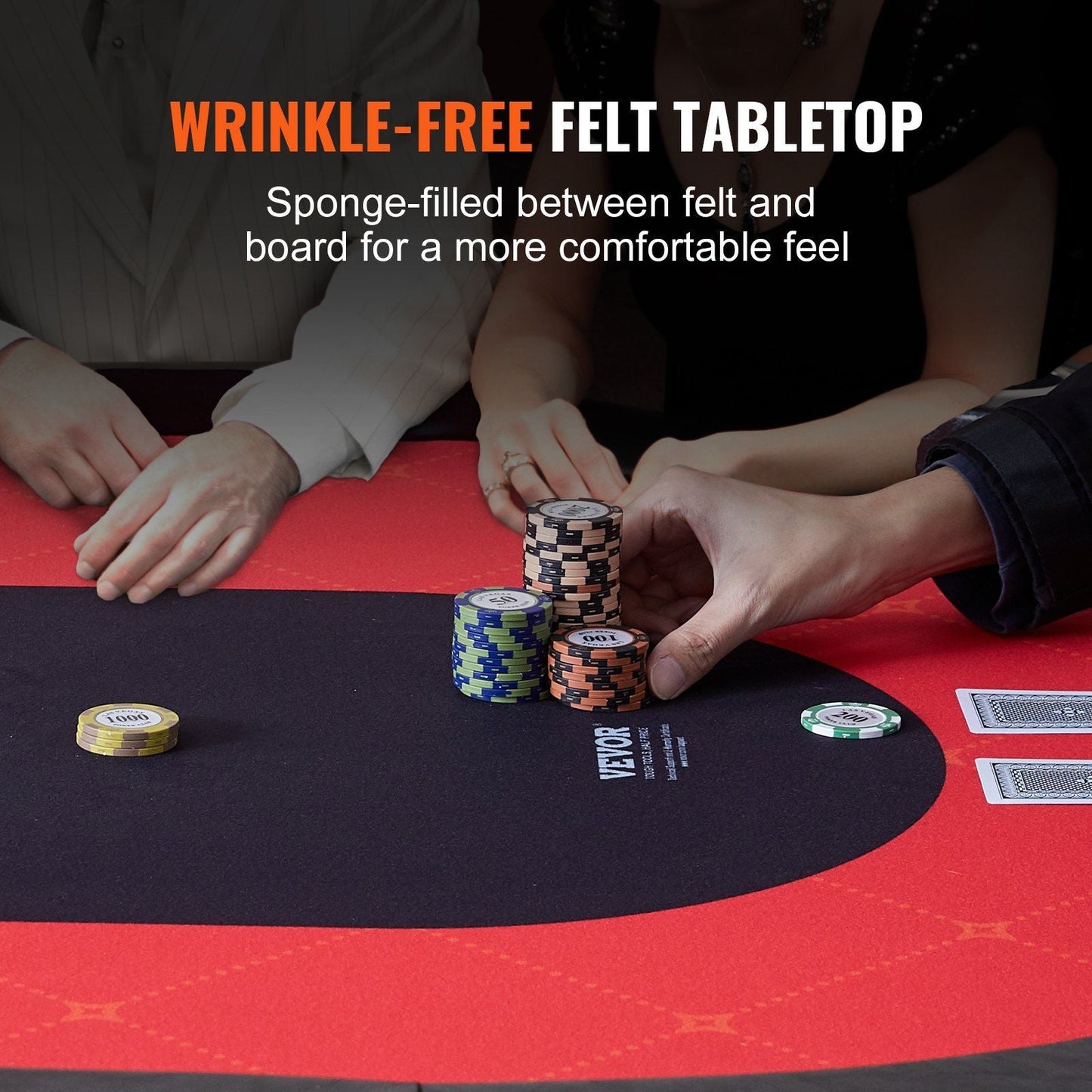 10 Player Foldable Poker Table, Blackjack Texas Holder Poker Table with Padded Rails and Stainless-Steel Cup Holders