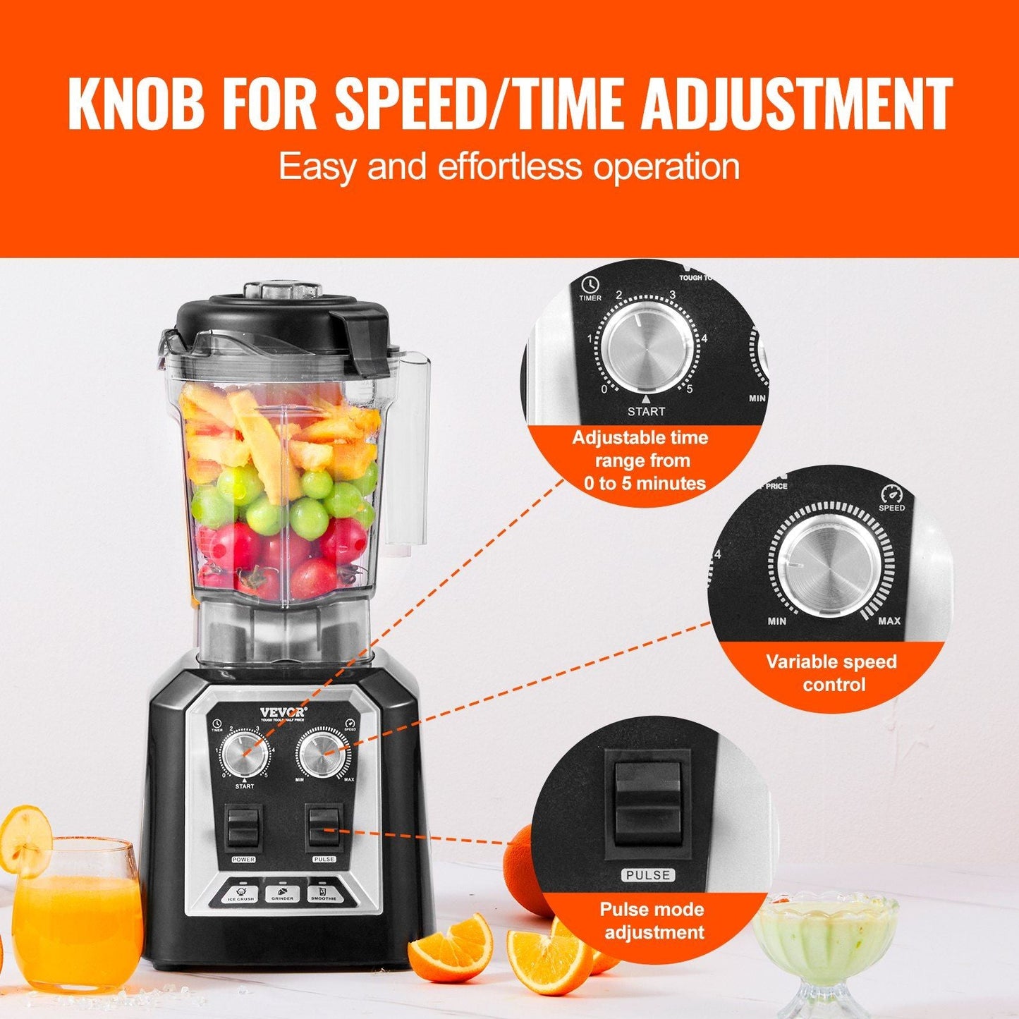 High-Performance Countertop Blender with 68 oz Jar - Ideal for Shakes, Smoothies, and Ice Crushing
