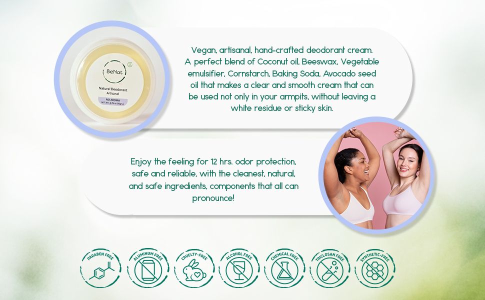 Natural Vegan Deodorant Cream - All-Day Freshness & Odor Protection