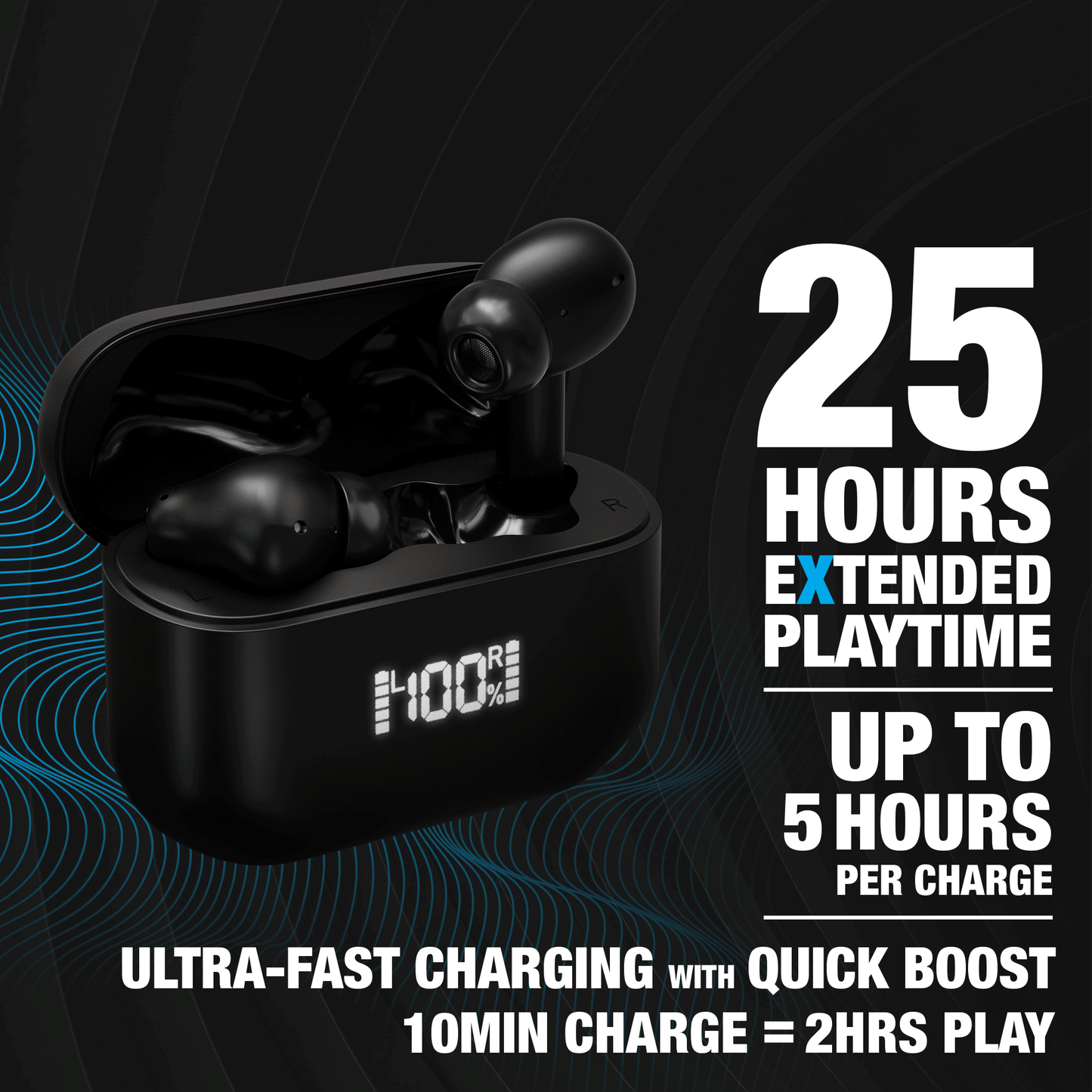 Active Noise Cancelling True Wireless Earbuds with Wireless Charging Case