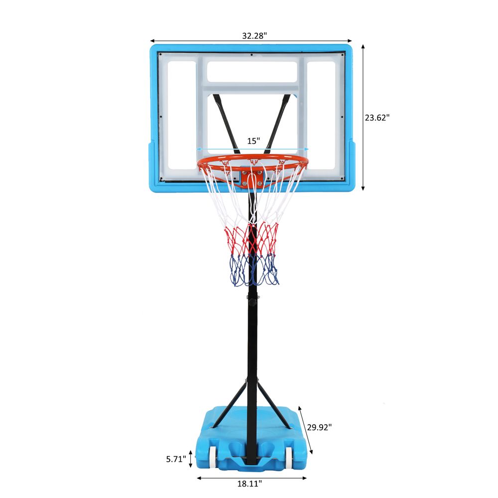 Adjustable PVC Transparent Basketball Hoop - 115-135cm Poolside Frame for Fun Games