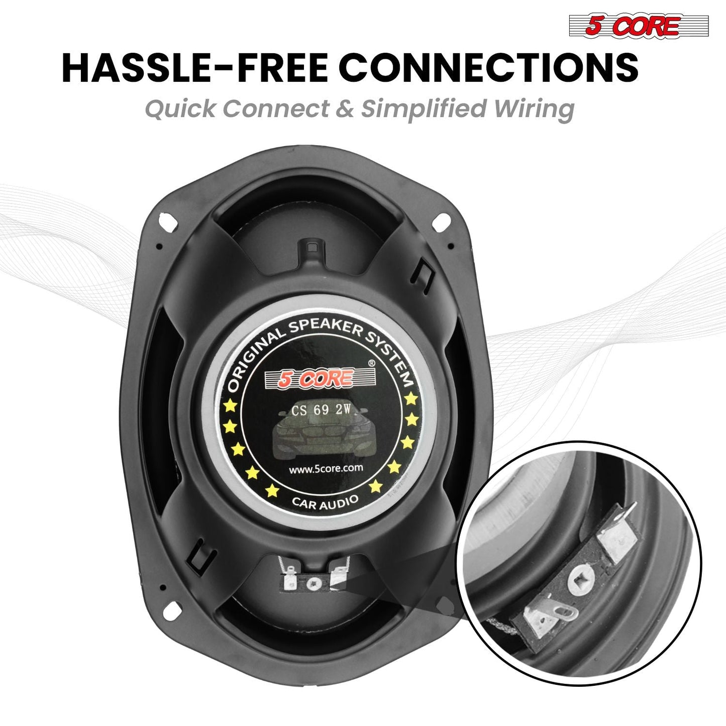 5 Core 6x9 Car Speaker Pair 800W 4Ohm 2 Way Coaxial Speaker w Super Tweeter Universal Fit for Cars Stereo Easy Installation High Performance Sound System for Clear Sound & Deep Bass - CS 69 2W