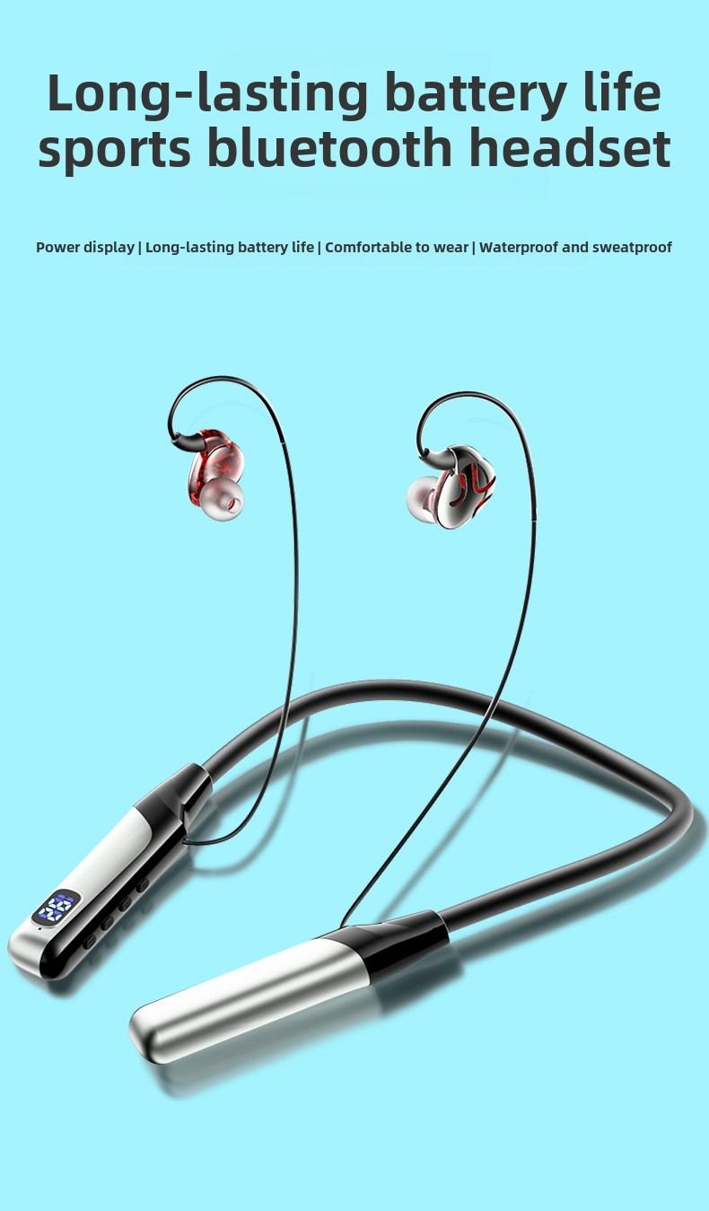 Bluetooth headset neck type ultra-long standby noise reduction for Apple Huawei 5.3 wireless in-ear sports headphones