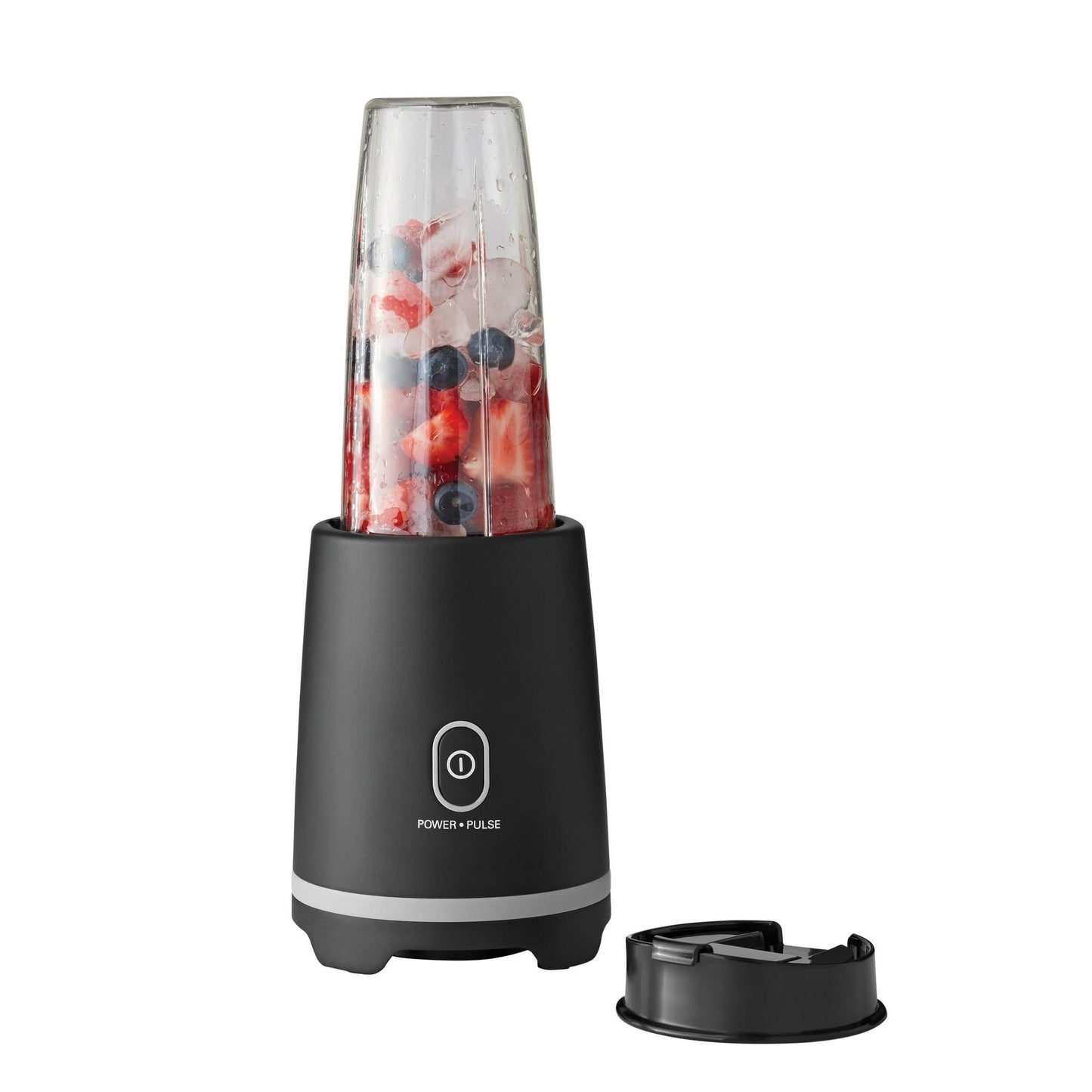 Portable Black Single-Serve Blender with 16 oz Capacity and Travel Lid for On-the-Go Drinks