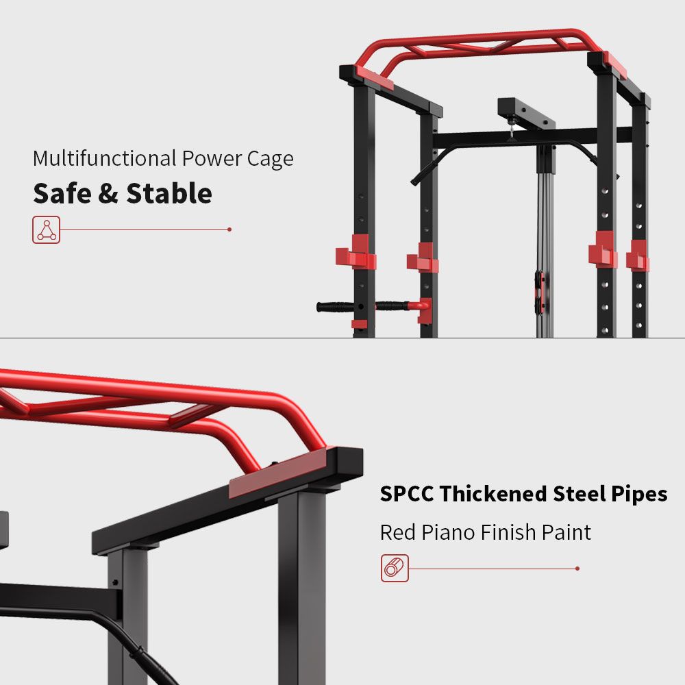 1000 lbs. Multi-functional Power Cage, Home Adjustable Pull up power Rack Comprehensive Fitness Barbell Rack