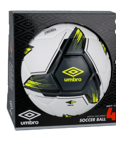Umbro Tristar Size 4 Youth and Beginner Soccer Ball, White/Gray/Yellow
