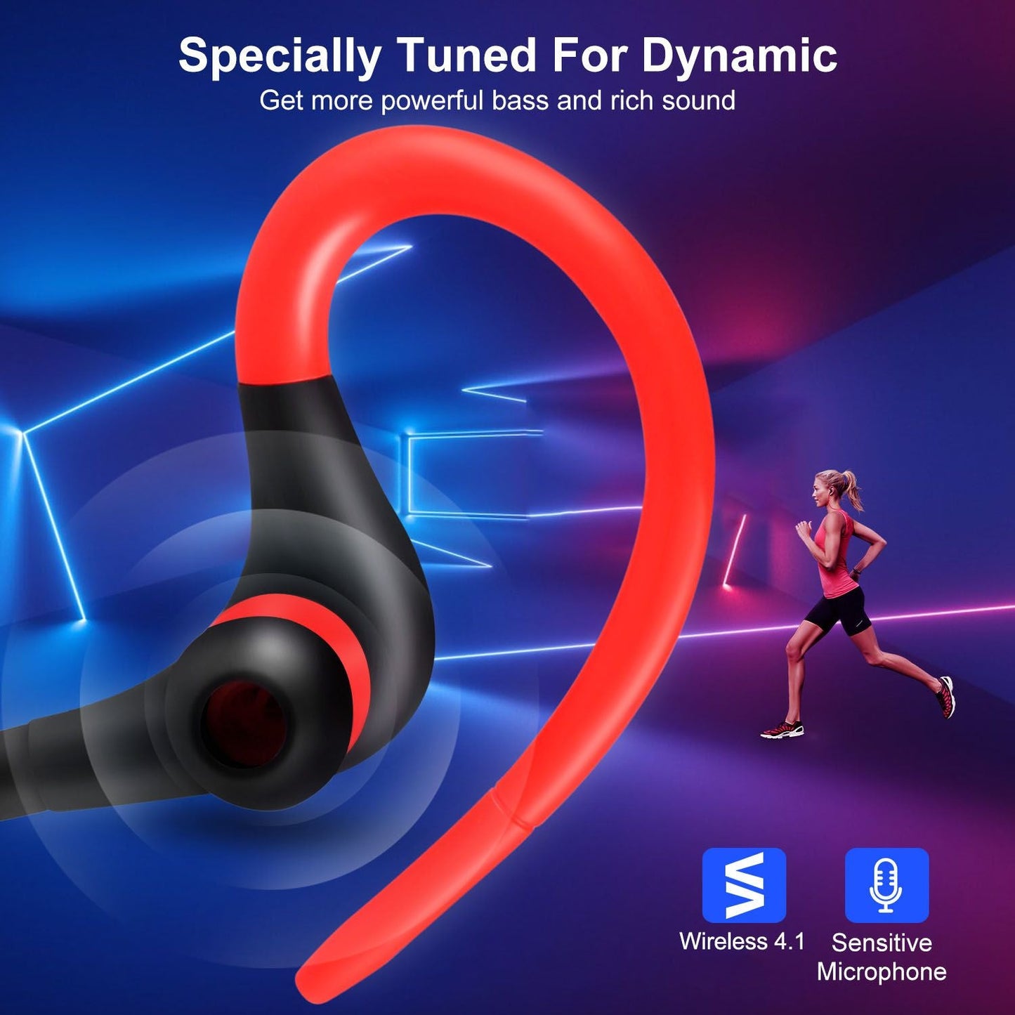 Wireless Headsets V4.1 Sport In-Ear Stereo Headphones Sweat-proof Noise Canceling Earphones Back-earbuds for any activity