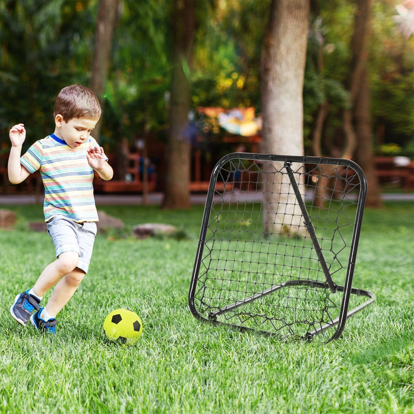 Soozier Adjustable Soccer Rebounder Portable Training Goal for Football Baseball Basketball Black