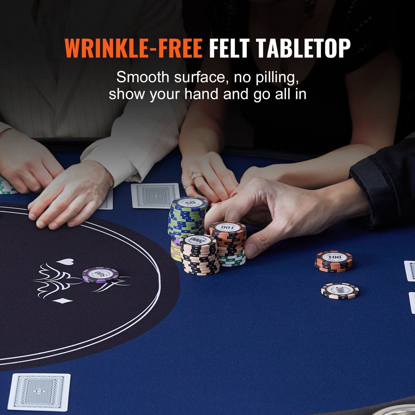 10 Player Foldable Poker Table, Blackjack Texas Holder Poker Table with Padded Rails and Stainless-Steel Cup Holders,