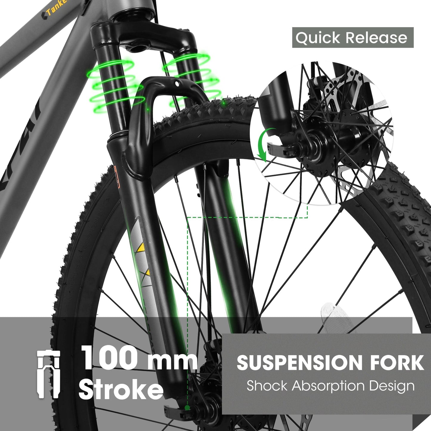 A27312 Mountain Bike 27.5 Inch Wheels, 21-Speed Mens Womens Trail Commuter City Mountain Bike, Aluminium Frame Disc Brakes Thumb Shifter Front Fork Bicycles