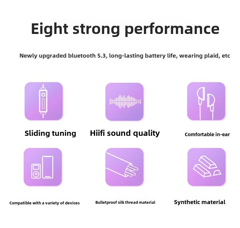 Bluetooth headset neck type ultra-long standby noise reduction for Apple Huawei 5.3 wireless in-ear sports headphones