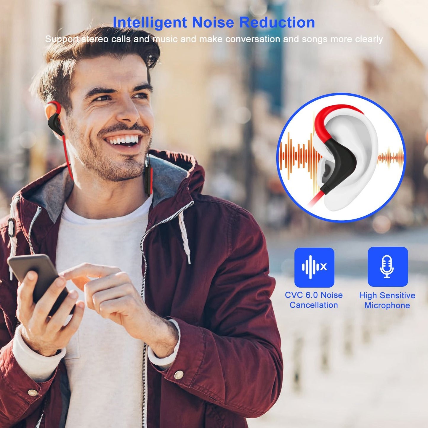 Wireless Headsets V4.1 Sport In-Ear Stereo Headphones Sweat-proof Noise Canceling Earphones Back-earbuds for any activity