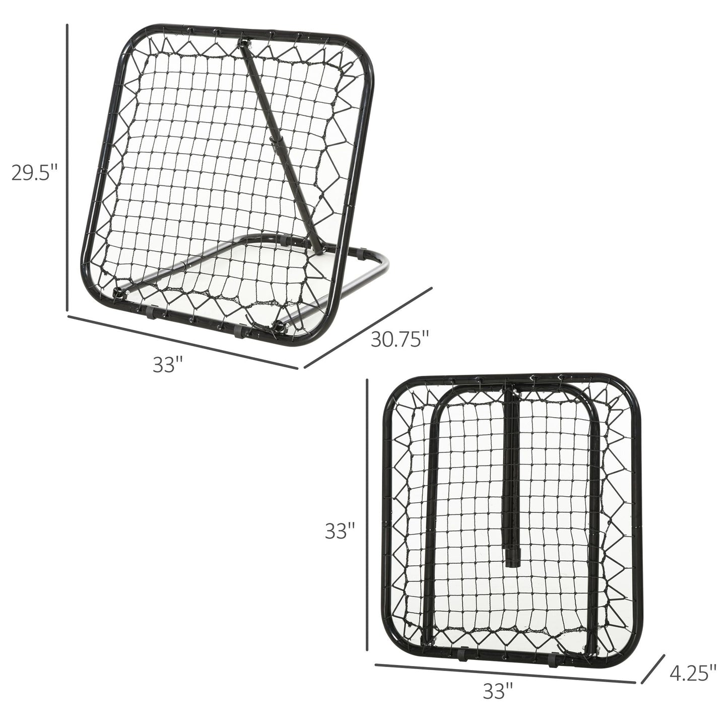 Soozier Adjustable Soccer Rebounder Portable Training Goal for Football Baseball Basketball Black