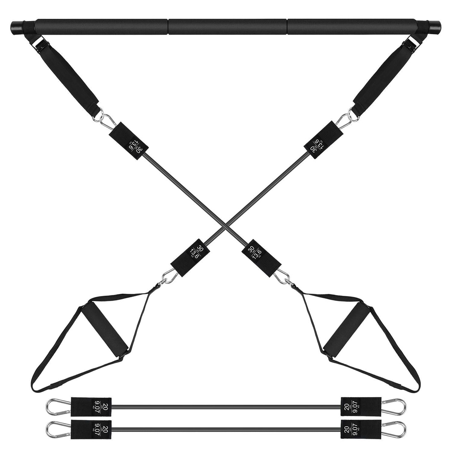 Pilates Bar Kit with 180LBS Resistance Bands Multifunctional Pilates Yoga Toning Bar Full Body Exercise