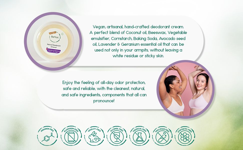 Natural Vegan Deodorant Cream - All-Day Freshness & Odor Protection