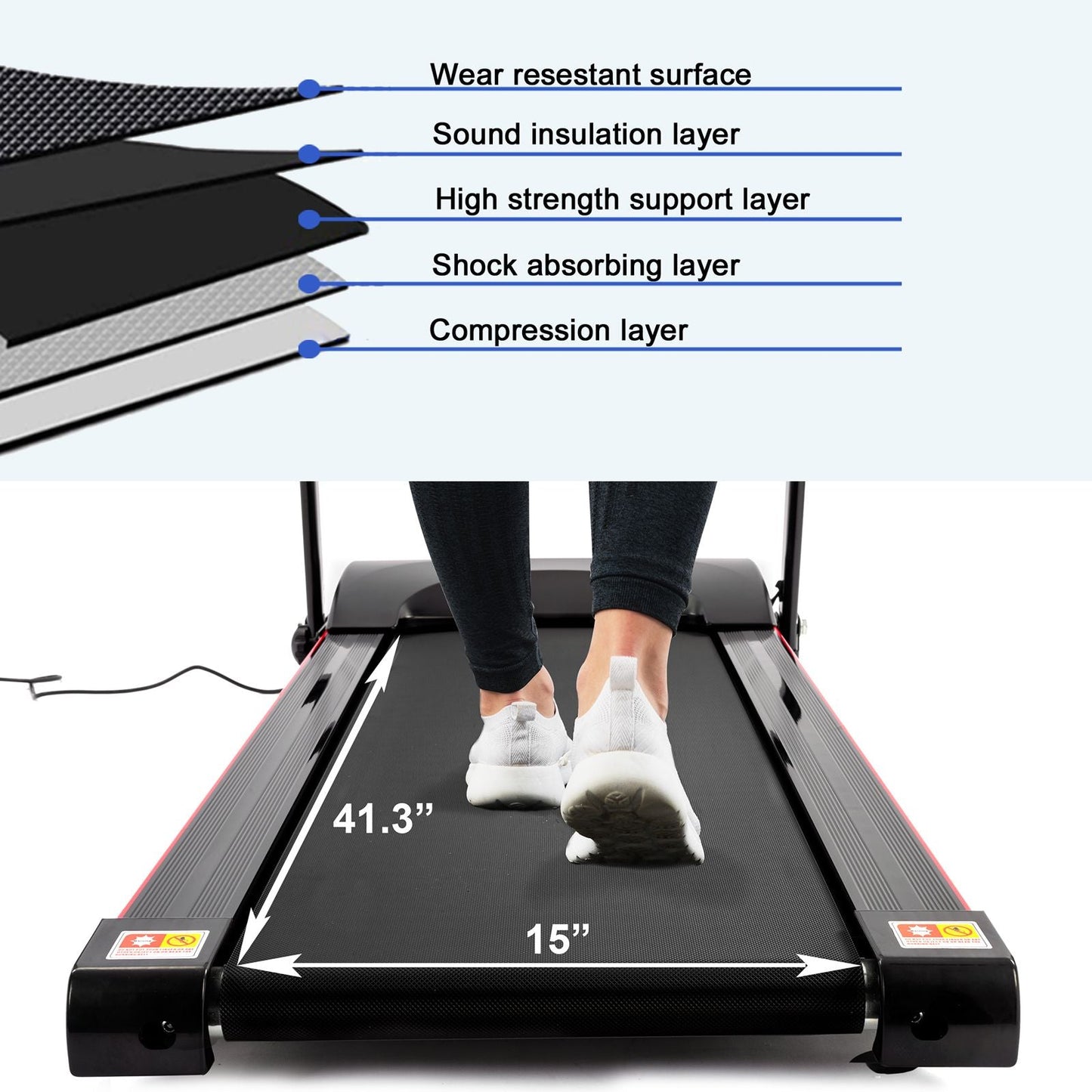 FYC Folding Treadmills for Home with Bluetooth and Incline, Portable Running Machine Treadmills Foldable for Exercise Home Gym Fitness Walking Jogging