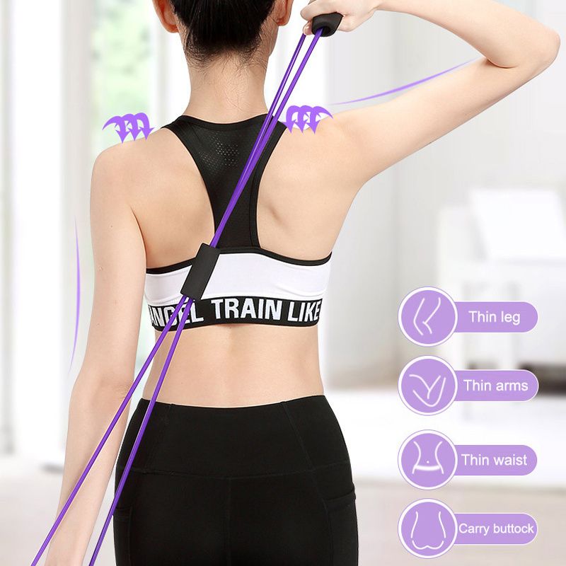 Foam Handle 8 Shape Elastic Band; Tension resistance Band for Abdomen Waist Arm Leg Stretching; Fitness Training