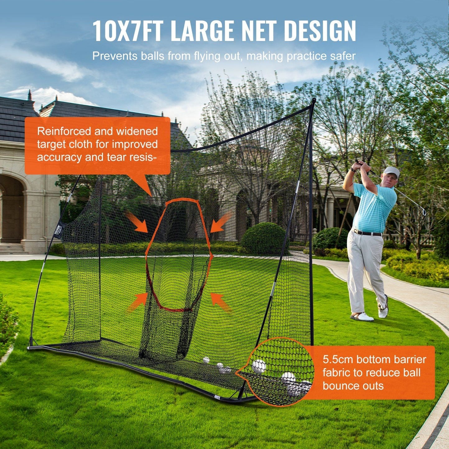 10.8x7ft Golf Practice Net Indoor Personal Driving Range Training golf net