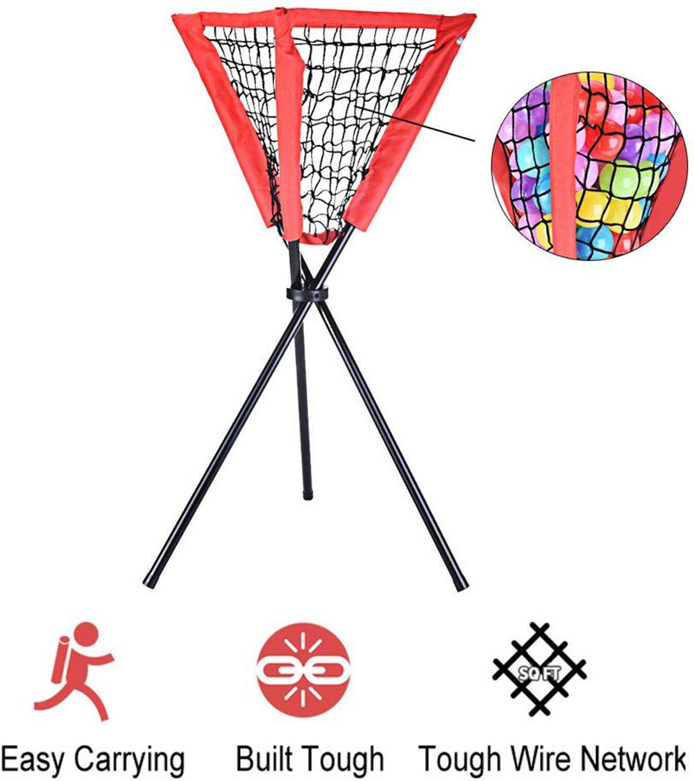 Portable Batting Movable Baseball & Softball Practice Ball Caddy Stands Foldable Pyramid Baseball Net Stand Training Softball net Tennis Ball