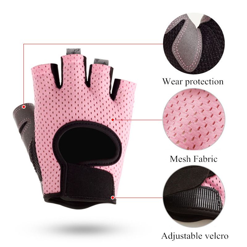 Gym Gloves, Women Yoga Weightlifting gloves Breathable Half Finger Anti-Slip Pad Bicycle Cycling Glove Sport Exercise Equipment