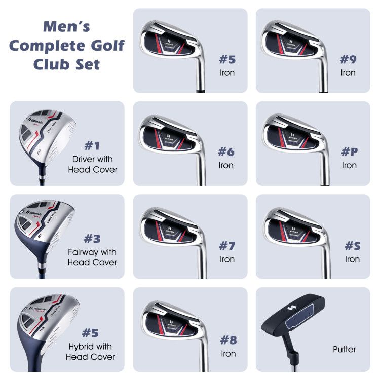 11 Pieces Complete Golf Club Package Set