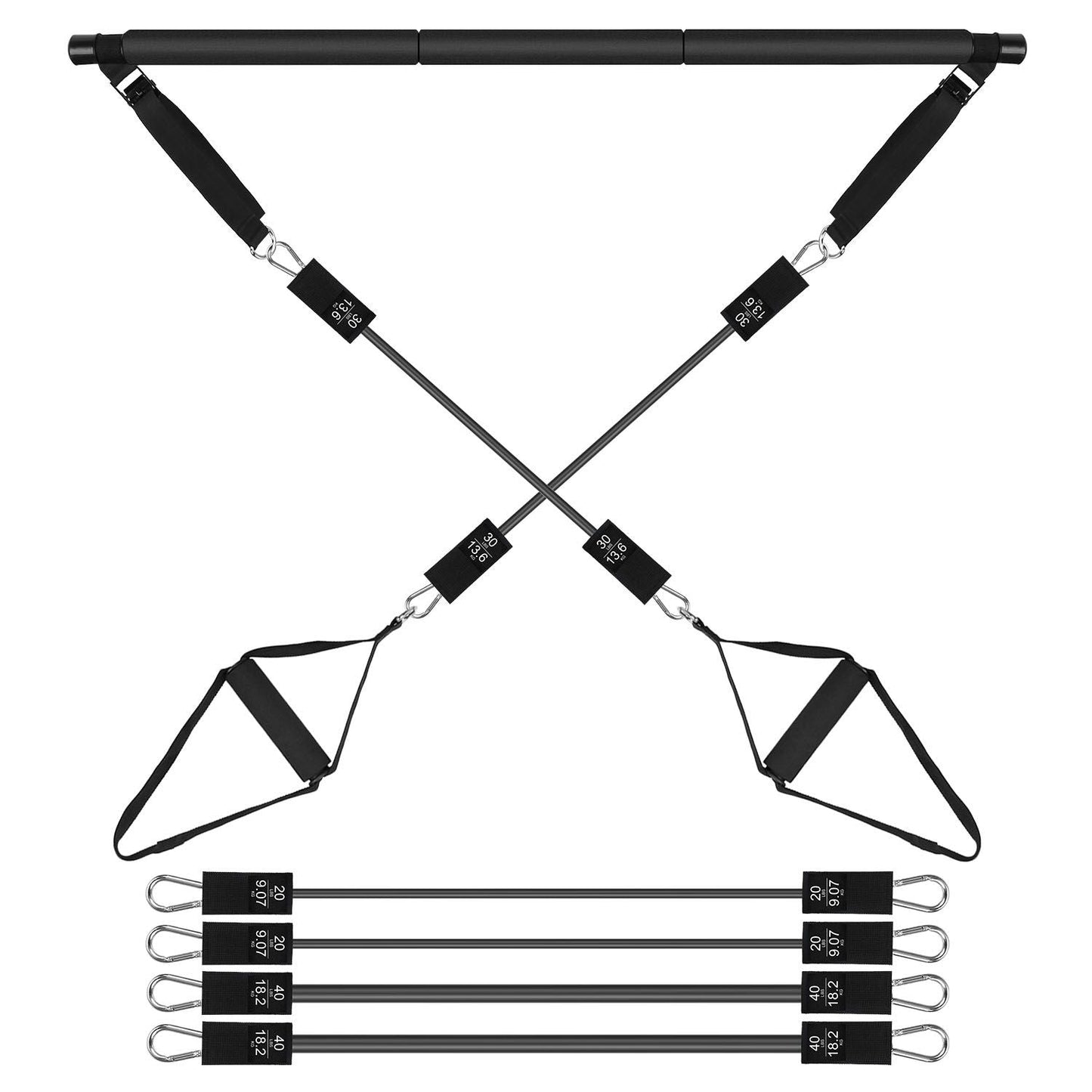 Pilates Bar Kit with 180LBS Resistance Bands Multifunctional Pilates Yoga Toning Bar Full Body Exercise
