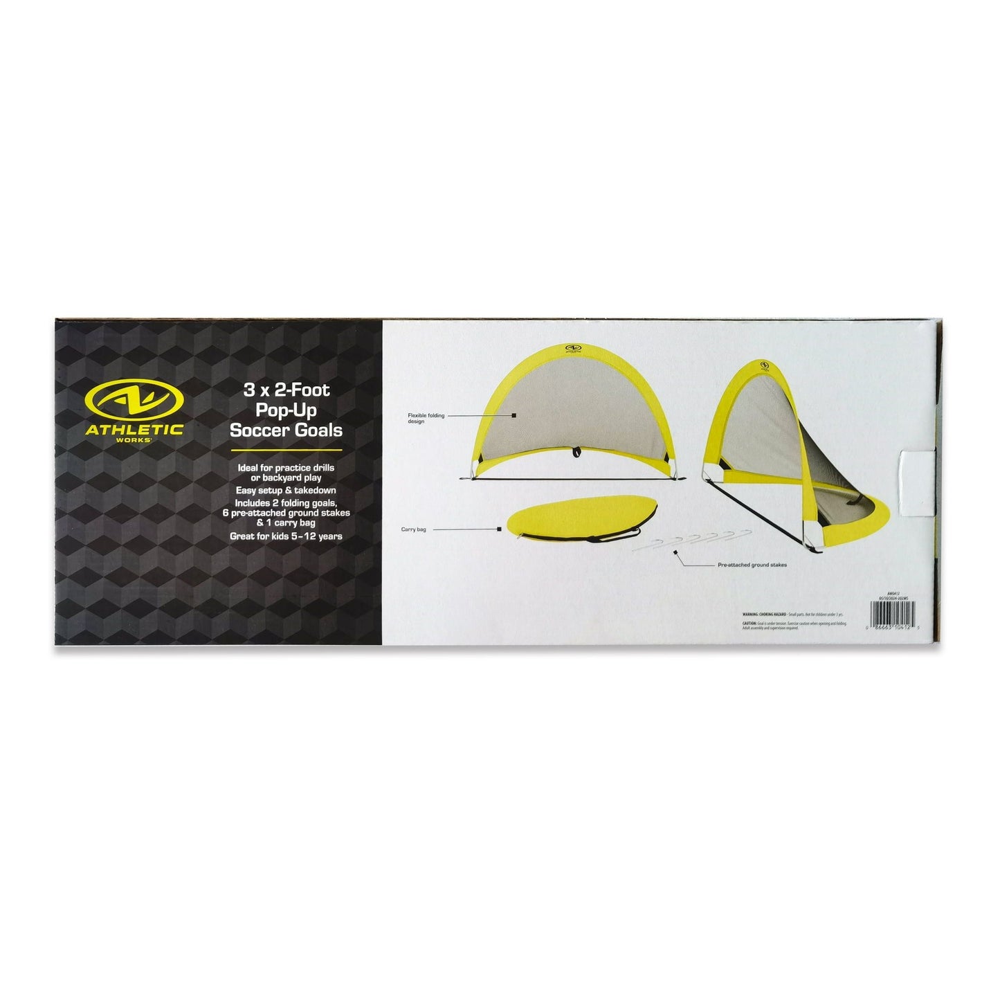2-Pack Pop-Up Soccer Nets – 3x2ft Portable Training Goals with Carry Bag for Kids Ages 5–12