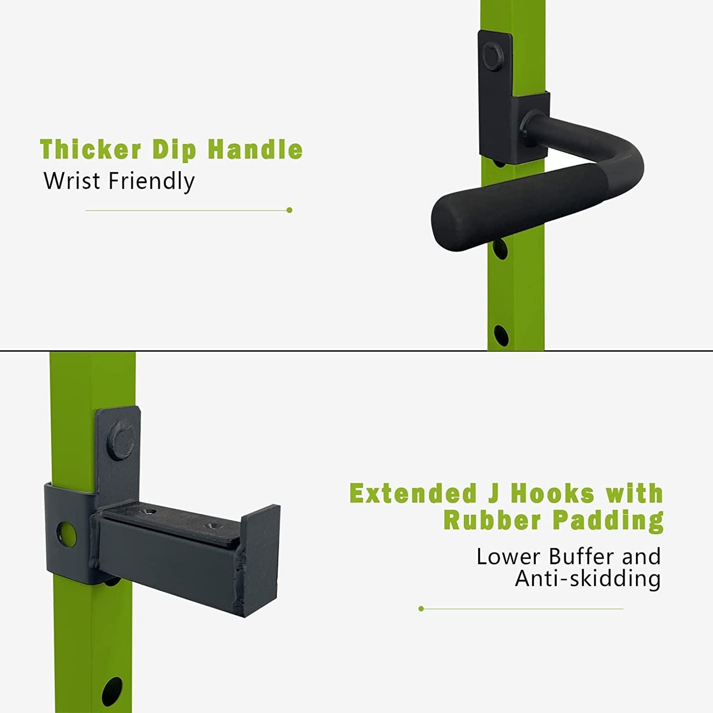 1000 lbs. capacity Green Multi-functional Power Cage, Home Adjustable Pullup Squat Rack Comprehensive Fitness Barbell Rack