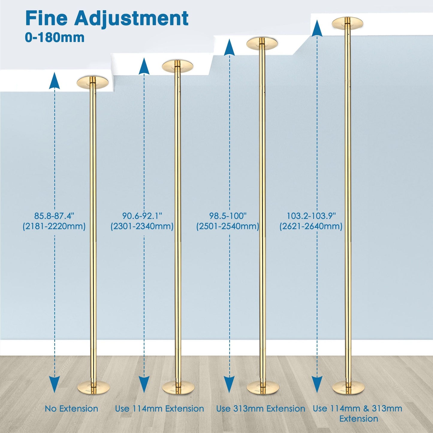 9.25FT Dance Pole, Golden stripper pole