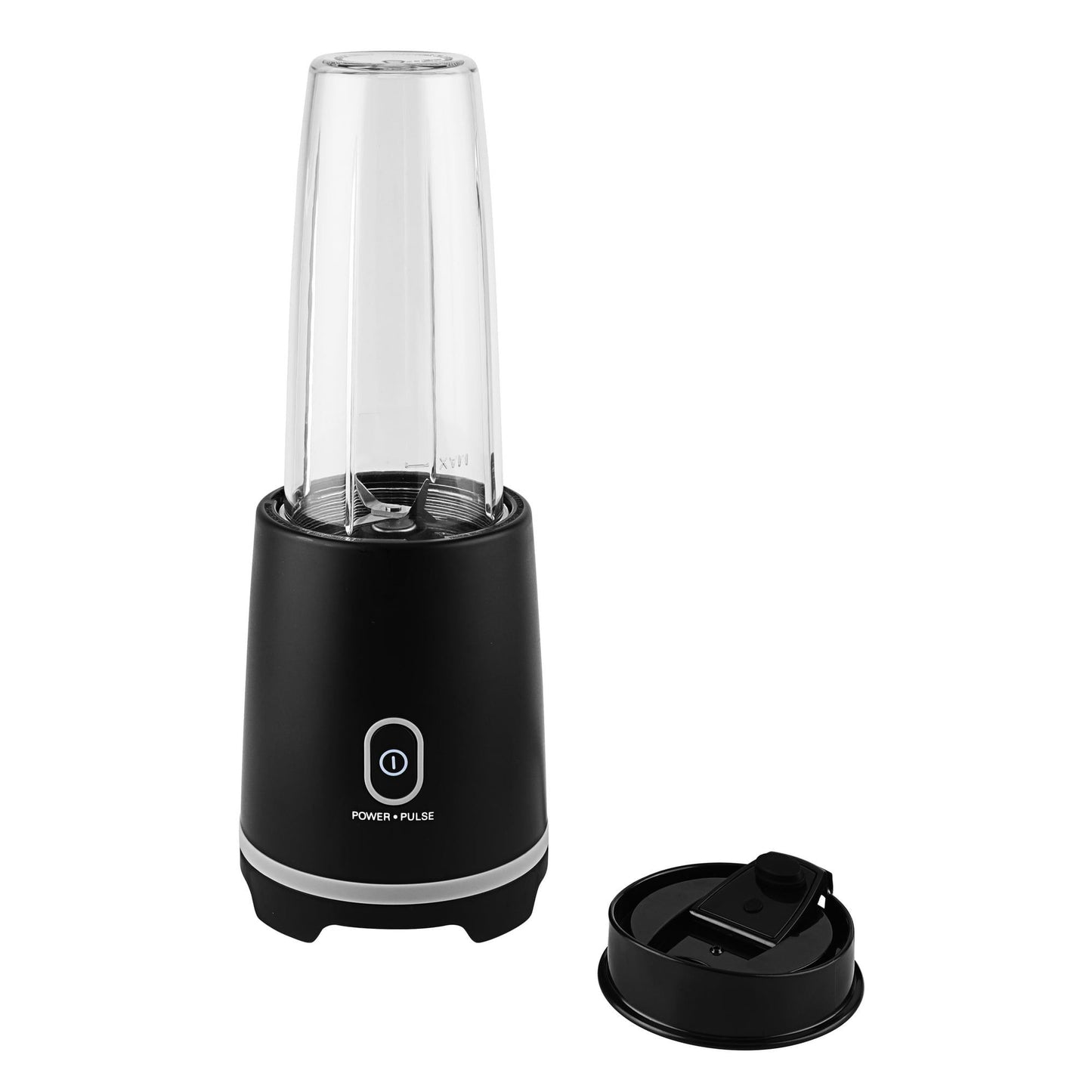 Portable Black Single-Serve Blender with 16 oz Capacity and Travel Lid for On-the-Go Drinks