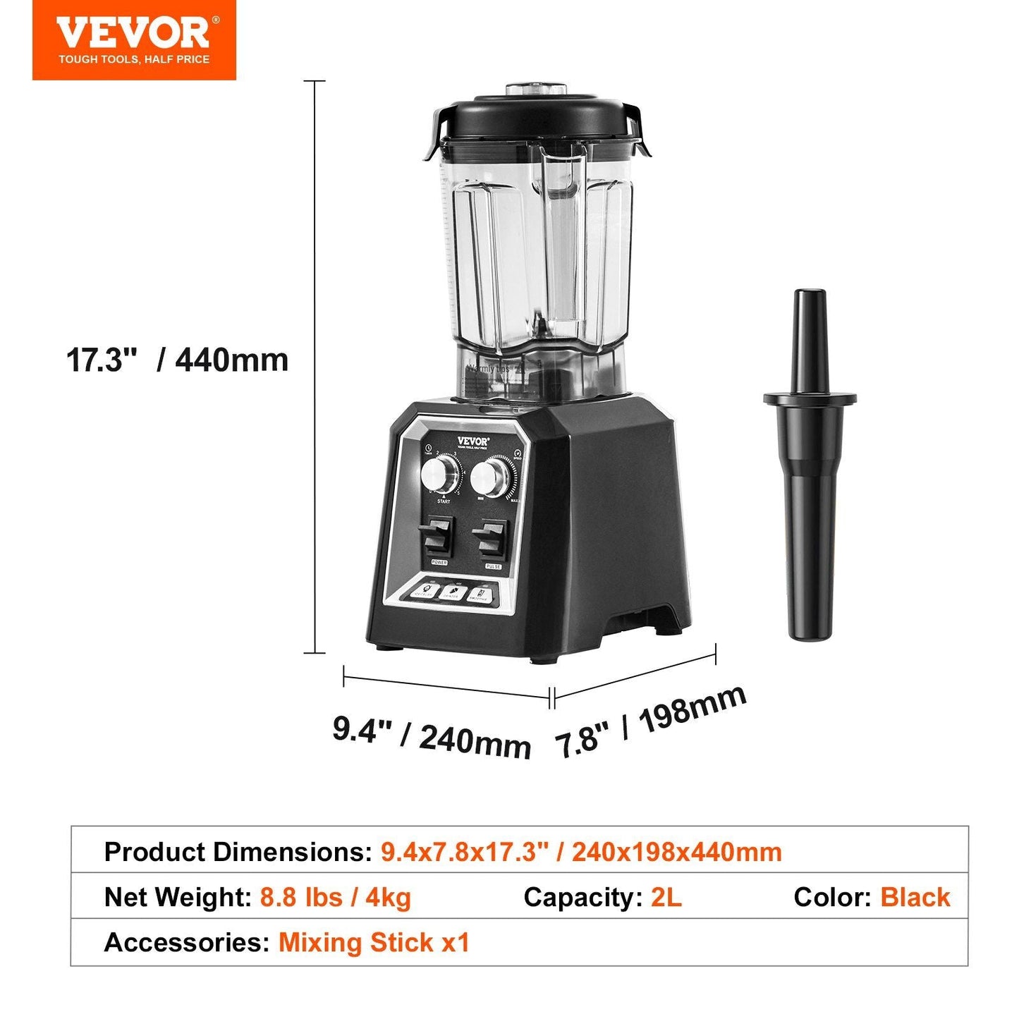 High-Performance Countertop Blender with 68 oz Jar - Ideal for Shakes, Smoothies, and Ice Crushing