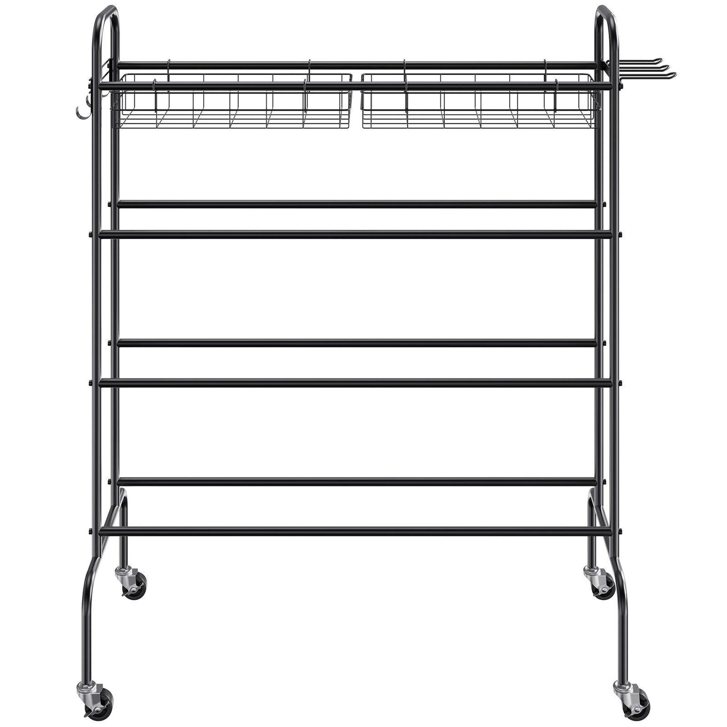 Rolling 4-Layer Basketball Rack with Wheels - Versatile Sports Equipment Holder