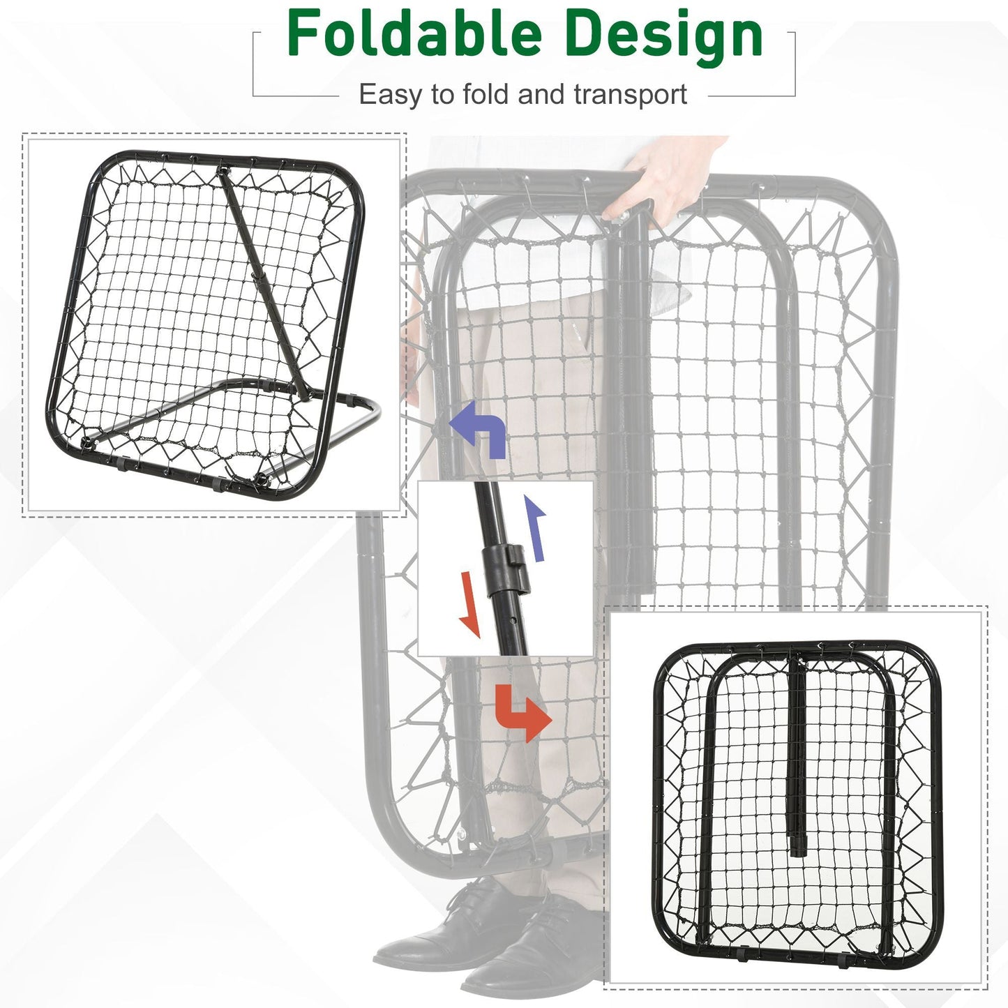 Soozier Adjustable Soccer Rebounder Portable Training Goal for Football Baseball Basketball Black
