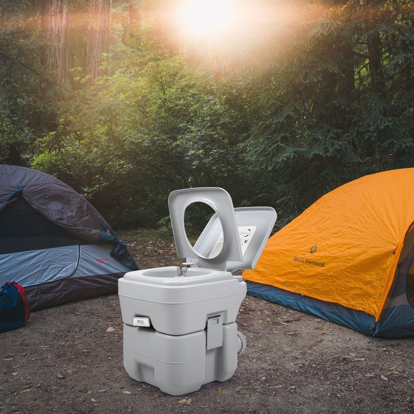 Travel Outdoor 5 Gallon Camping Portable Toilet, Flush Potty