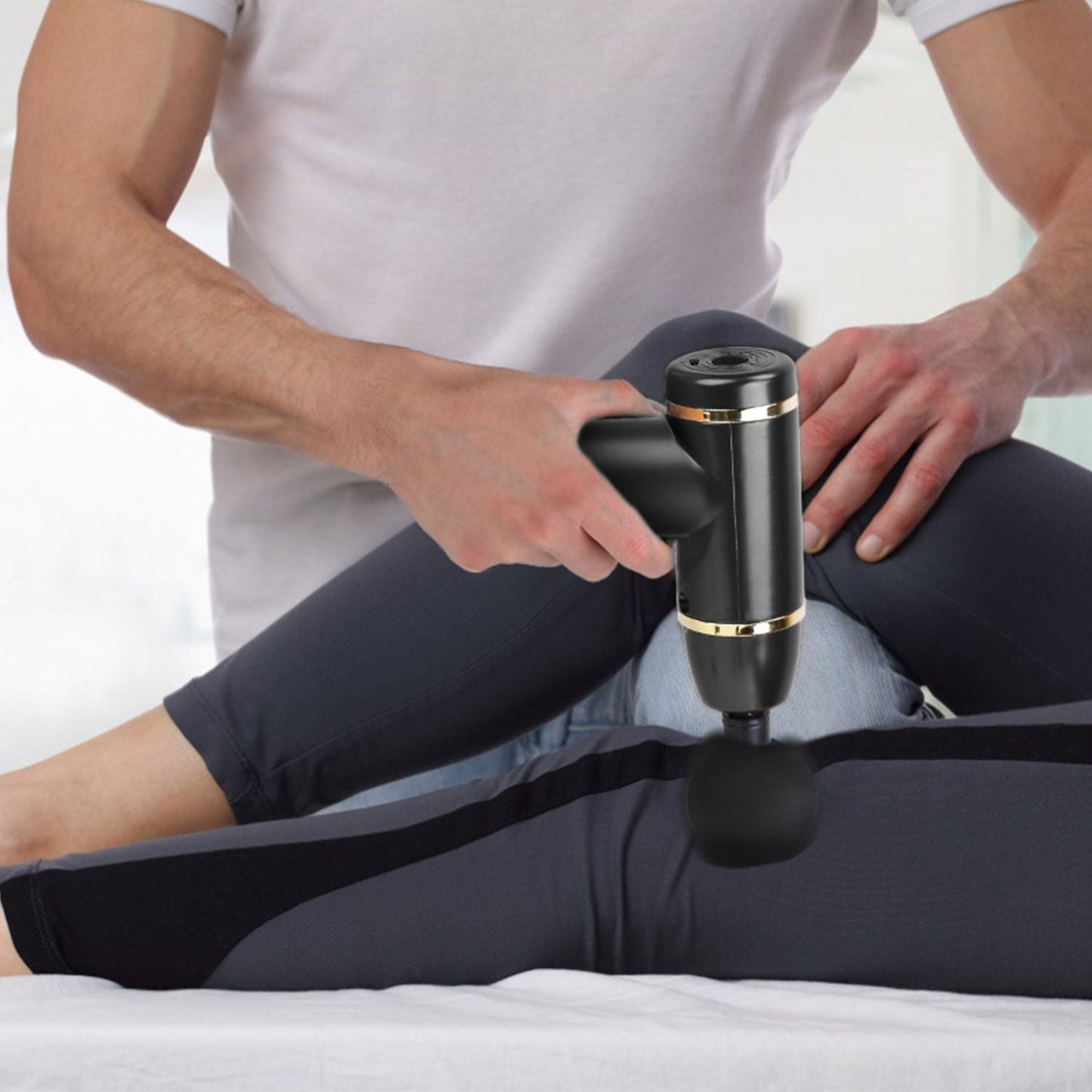 Percussion Massage Gun USB Type C Rechargeable Deep Tissue Vibration Massager Handheld Leg Body Cordless Massager with 4 Interchangeable Heads 8 Intensity Indicators