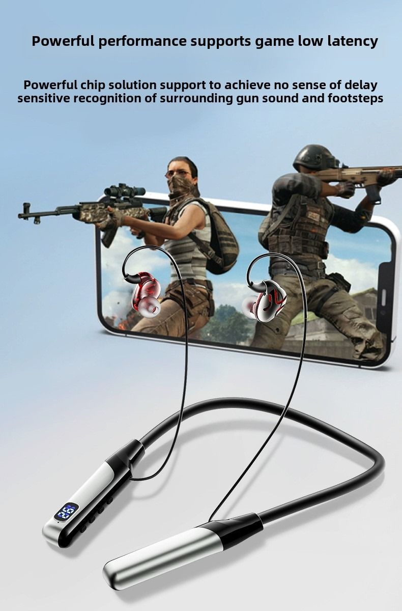 Bluetooth headset neck type ultra-long standby noise reduction for Apple Huawei 5.3 wireless in-ear sports headphones