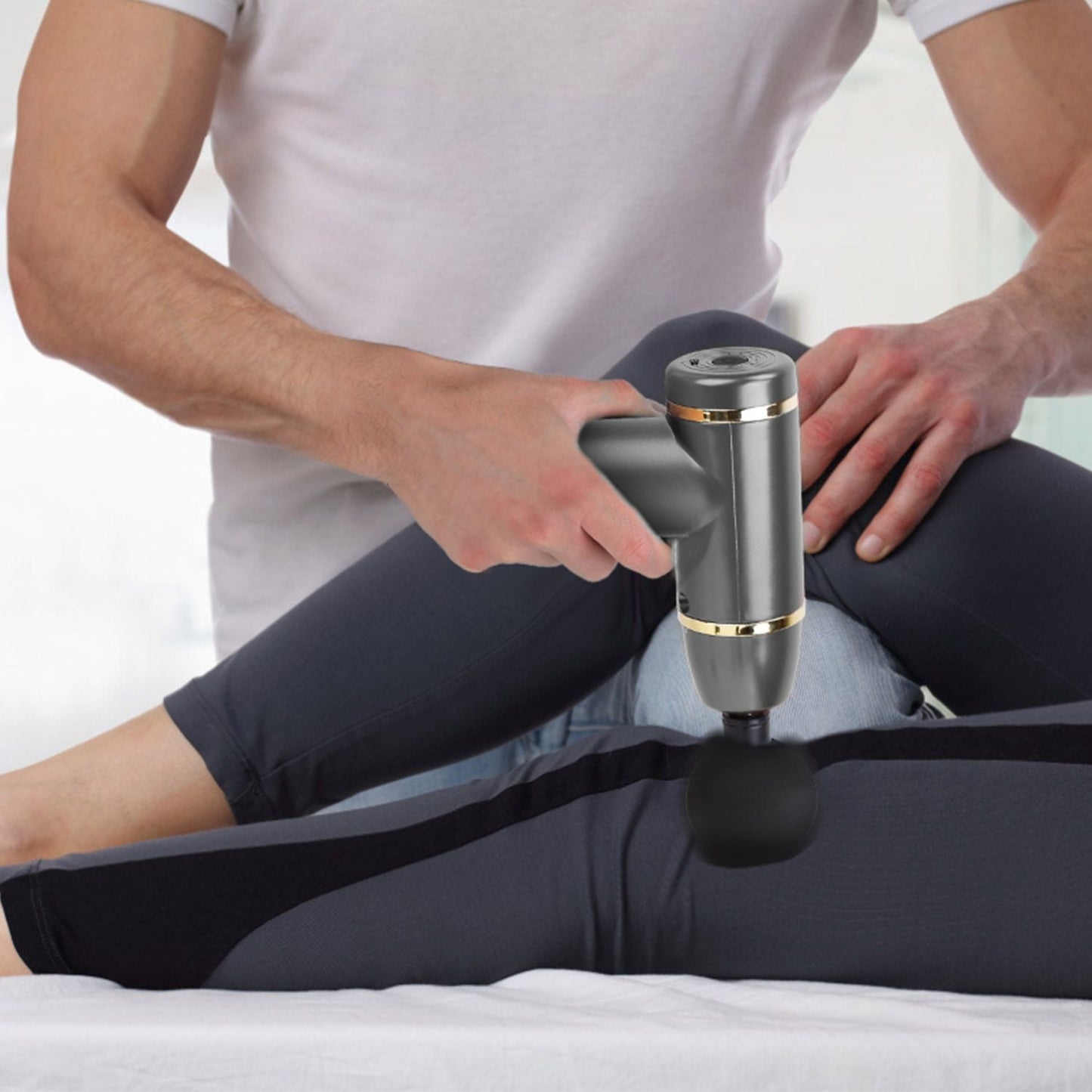 Percussion Massage Gun USB Type C Rechargeable Deep Tissue Vibration Massager Handheld Leg Body Cordless Massager with 4 Interchangeable Heads 8 Intensity Indicators
