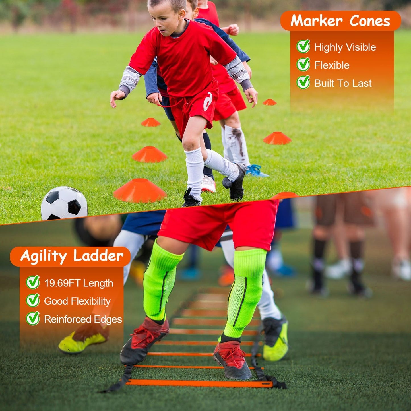 Portable Kids Soccer Training Goal Set with Pump, Cones, and Agility Ladder for Backyard Fun