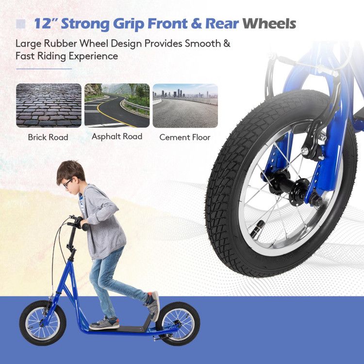 Height Adjustable hoverboard Kid Scooter with 12 Inch Air Filled Wheel