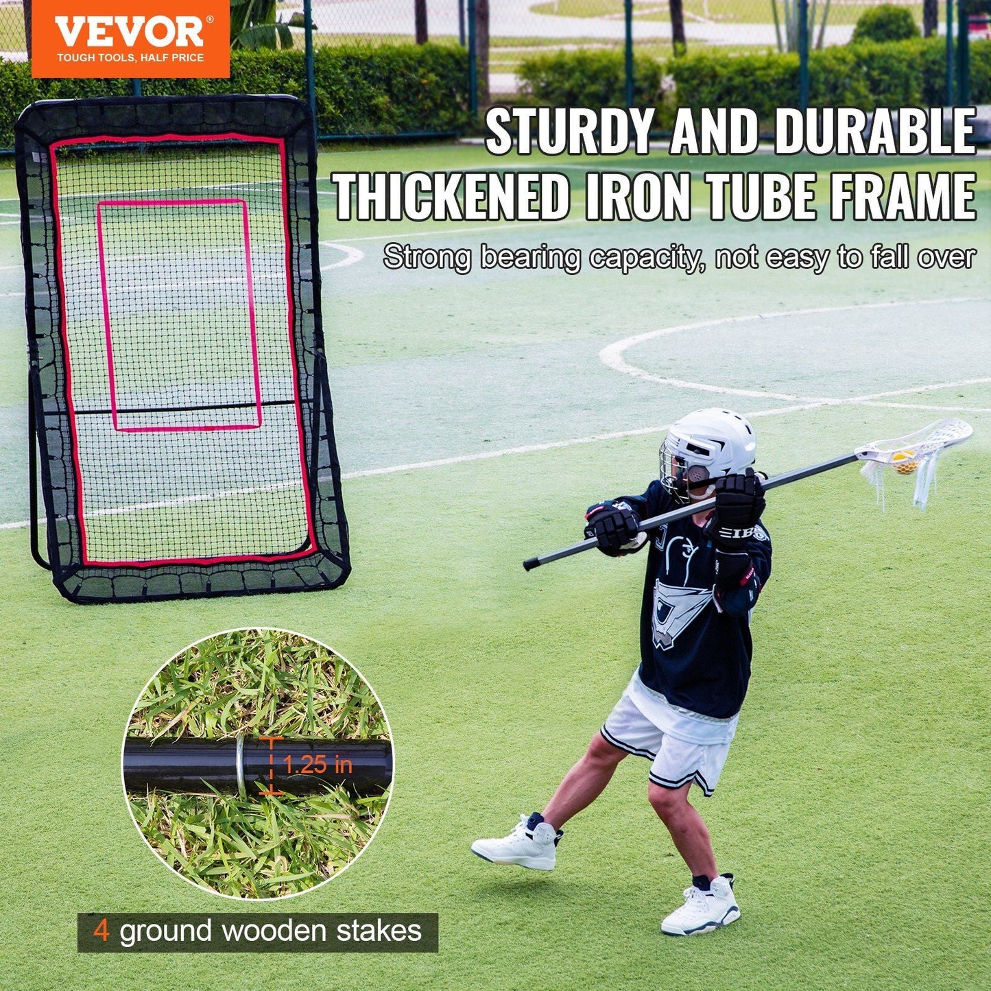 Lacrosse Rebounder for Backyard, 4x7 Ft Volleyball Bounce Back Net,