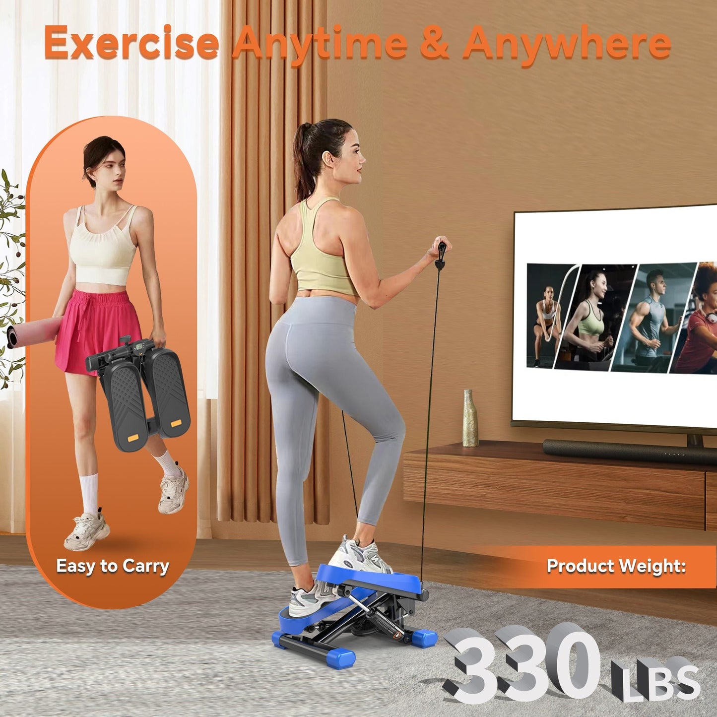 Mini Stepper machine with Resistance Bands