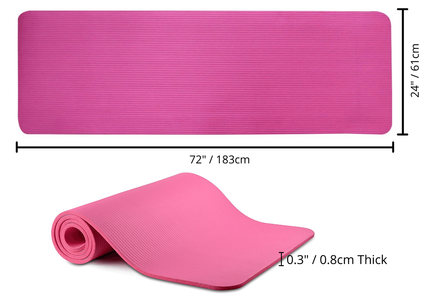 JupiterGear Thick Yoga and Pilates Exercise Mat with Carrying Strap