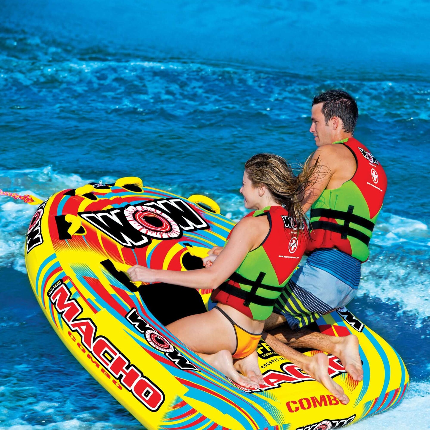 WOW Sports Macho 1-3 Person Towable Water Tube For Pool and Lake (16-1030)